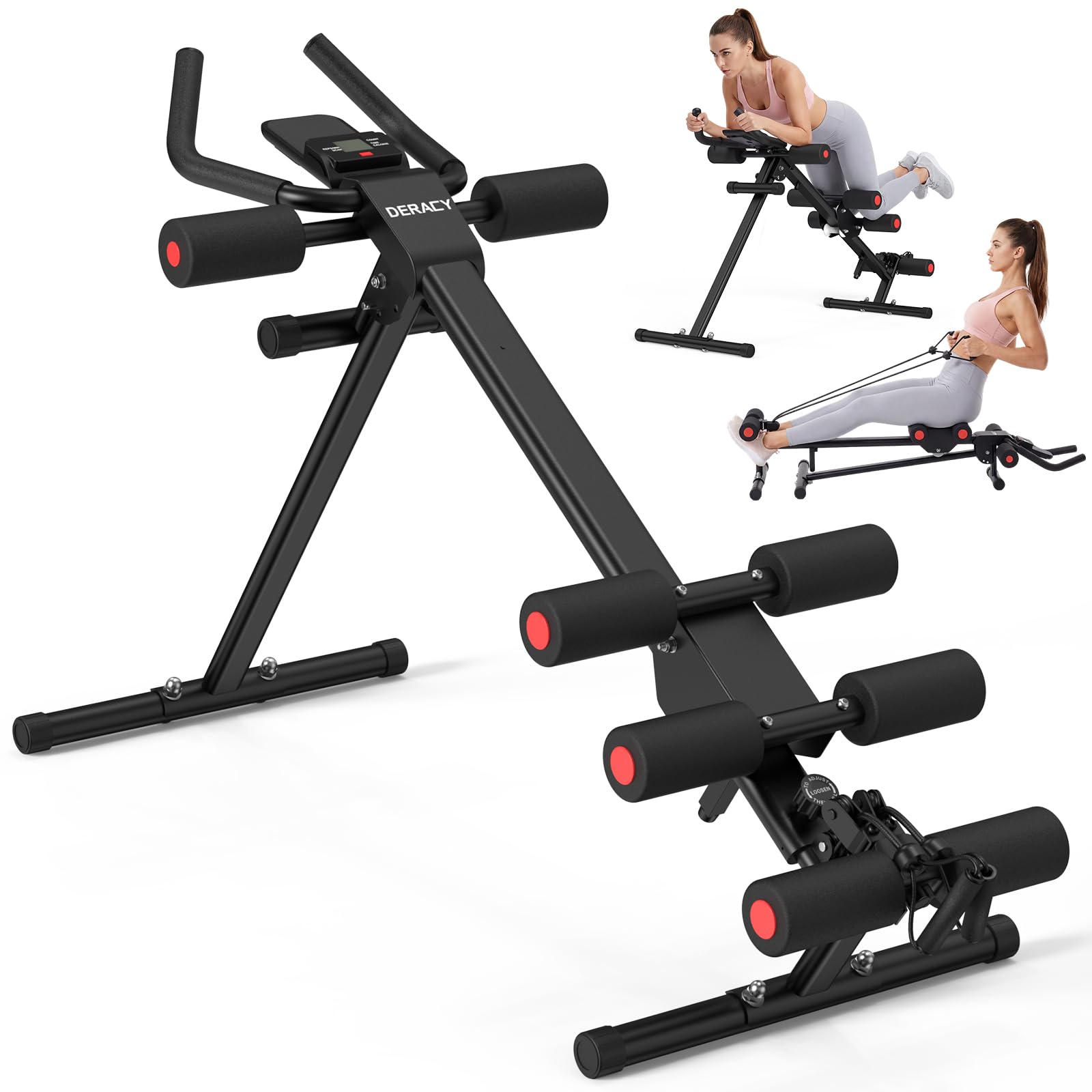 Photo 1 of DERACY Ab Workout Machine Adjustable Ab Trainer Abdominal Trainer for Home Gym Foldable Ab Crunch Machine for Core 440 LBS (Black - Red)