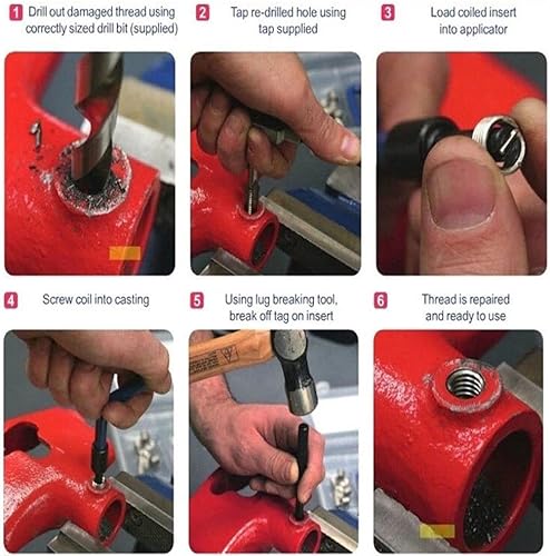 Miniatura 4 de JoyTube Kit de reparación de roscas de acero inoxidable M5 M6 M8 M10 M12 Kit de reparación de rosca compatible con herramientas manuales para