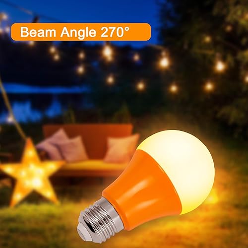 Miniatura 4 de Bombillas de luz naranja, A19 LED de Navidad, bombillas naranjas para exteriores, equivalente a 60 W, bombilla naranja E26 de 9 W, bombilla naranja