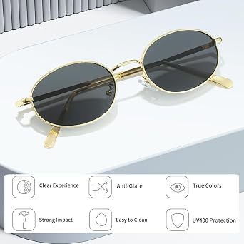 Retro Oval Sunglasses for Women and Men Classic Vintage 90s Hippie sunglasses Metal Frame Sun Glasses