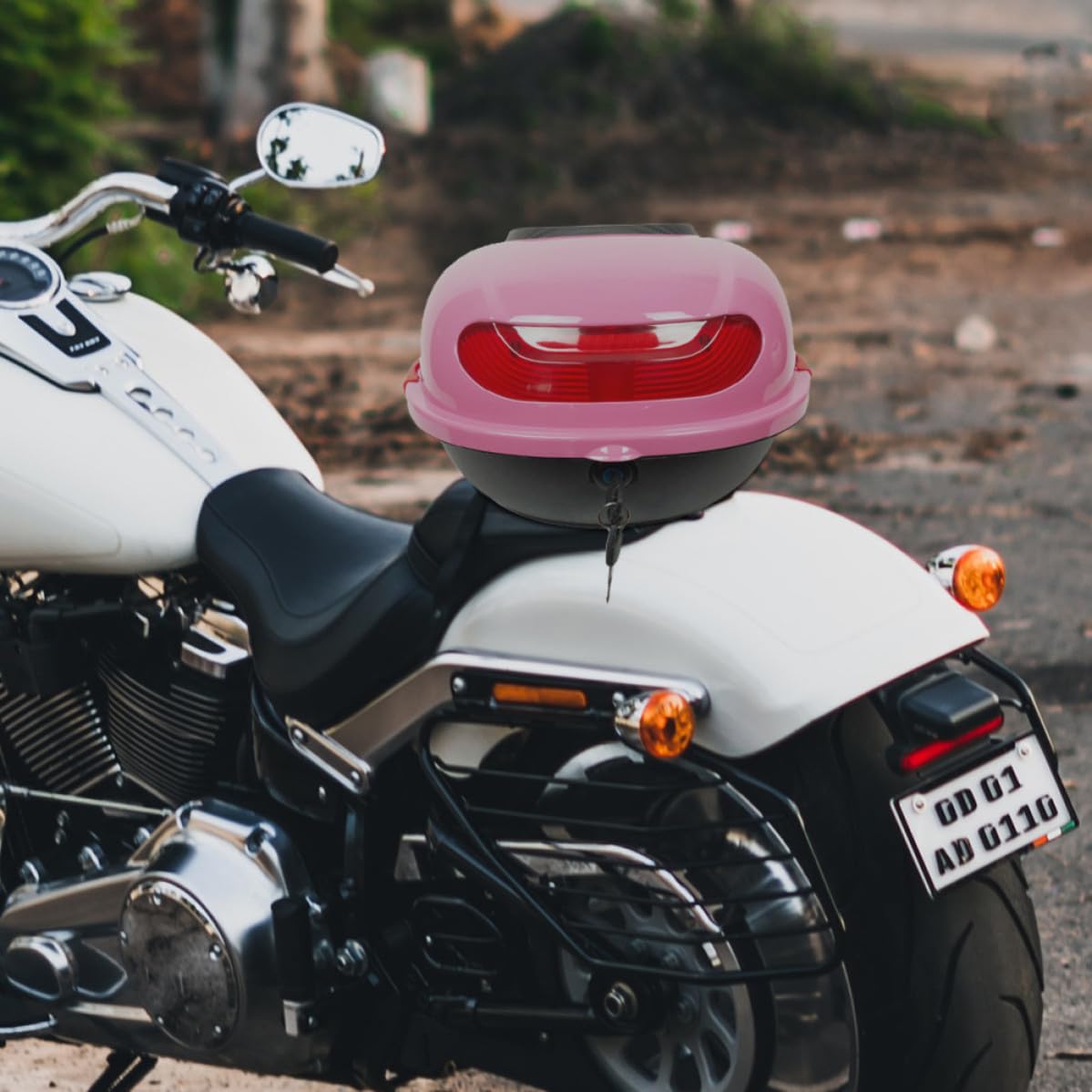 TOYANDONA Baúl Superior para Motocicleta de Material PP con Soporte para Maletero, Resistente al Desgaste y Amplio Espacio, Caja Trasera para Equipaje de Moto en Rosa, para Mujeres en