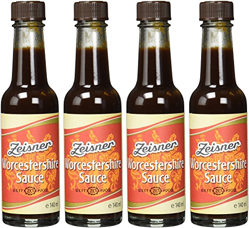 Zeisner Worcestershire-Sauce Würzsauce nach englischer Art , ohne künstliche Aromastoffe, 4er Pack (4 x 140 ml)