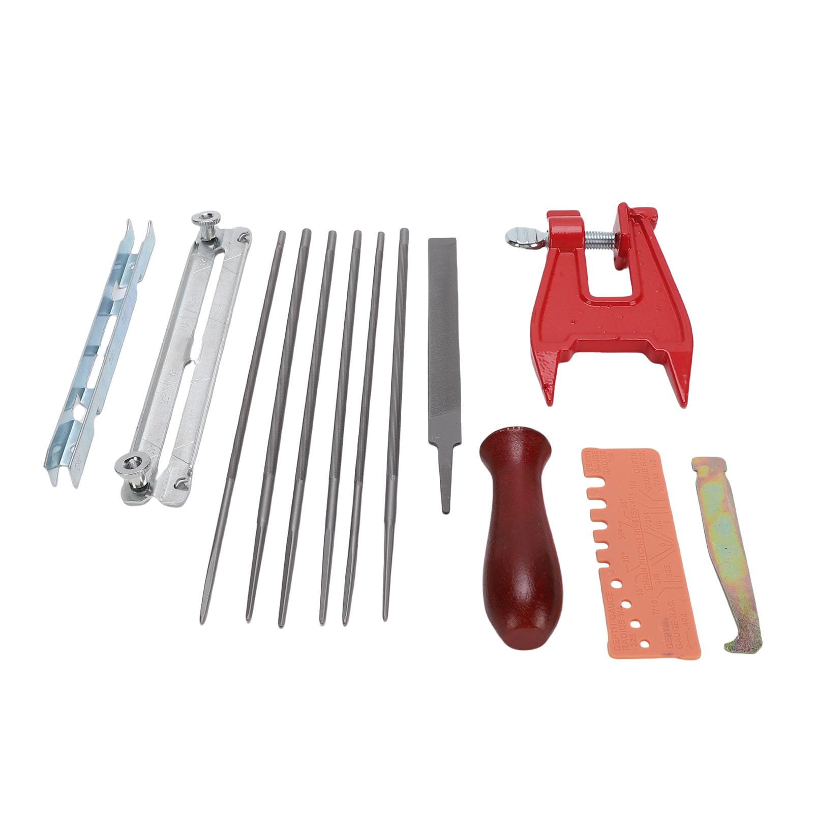 Kit de Lima para Motosierra de 14 Piezas |Afilador de Motosierra Universal con Tornillo de Banco/Lima Plana/medidor de Profundidad |Kit de Afilado portátil para Servicio in