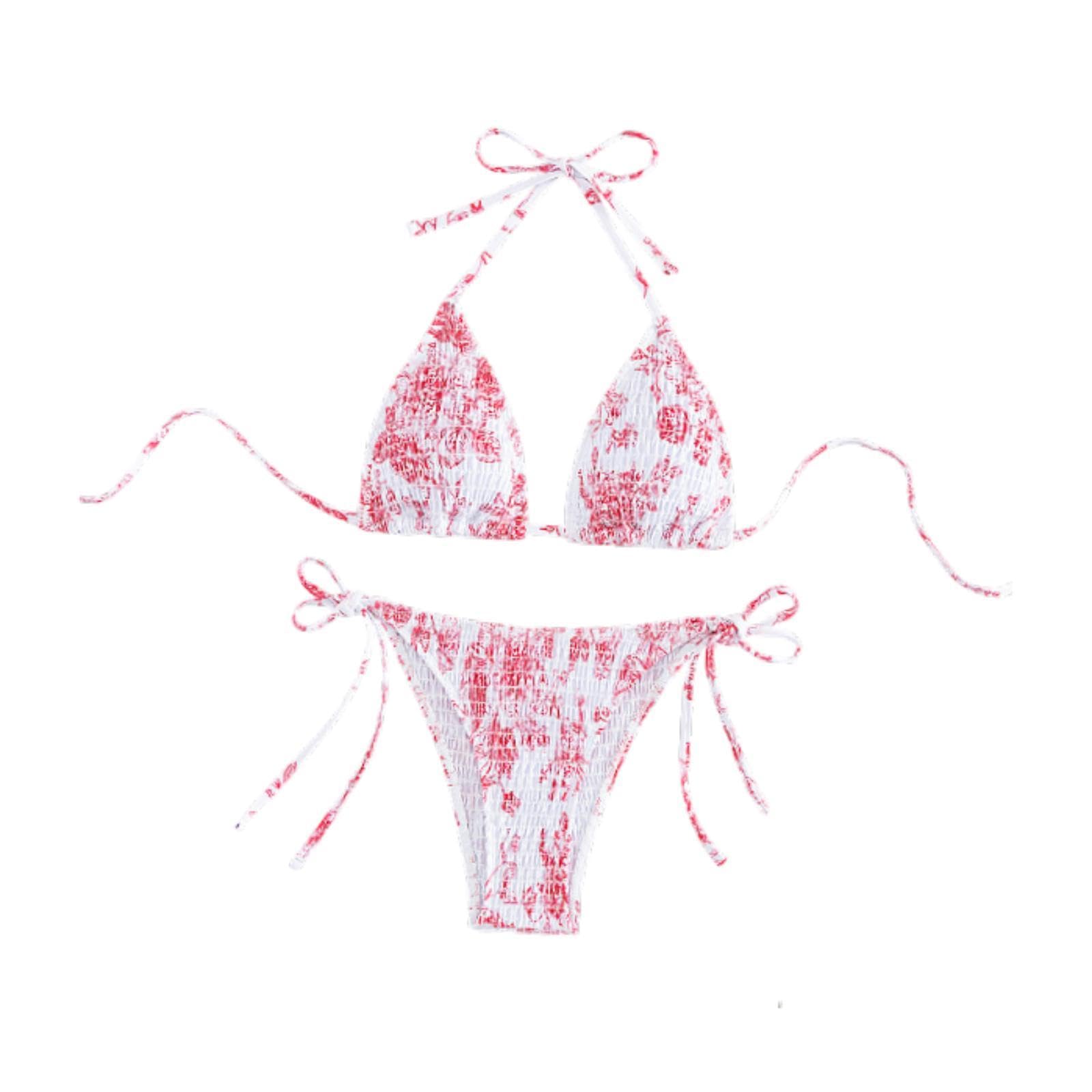 Women's Triangle Set Tie Side Bathing Suit for Party Travel Swim Pool Style B