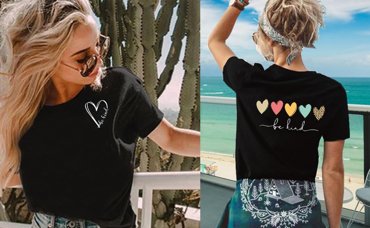 Be Kind Shirt Women Heart Leopard Printed Teacher T-Shirt Cute Kindness Graphic Motivational T Shirt Tops - Image 5