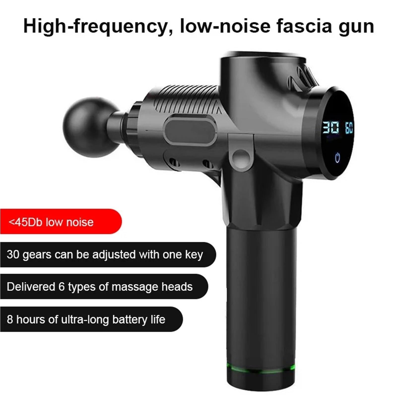 Pistola de Masaje, Masajeador De Impacto Masaje Vibración Pistola Fascia Funcional Multifuncional para Relajación Muscular