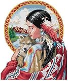 Belleza de la India y su perro de punto de cruz, hilo de algodón, 14 ct 161 x 180 puntada 39 x 43 cm Kits de punto de cruz