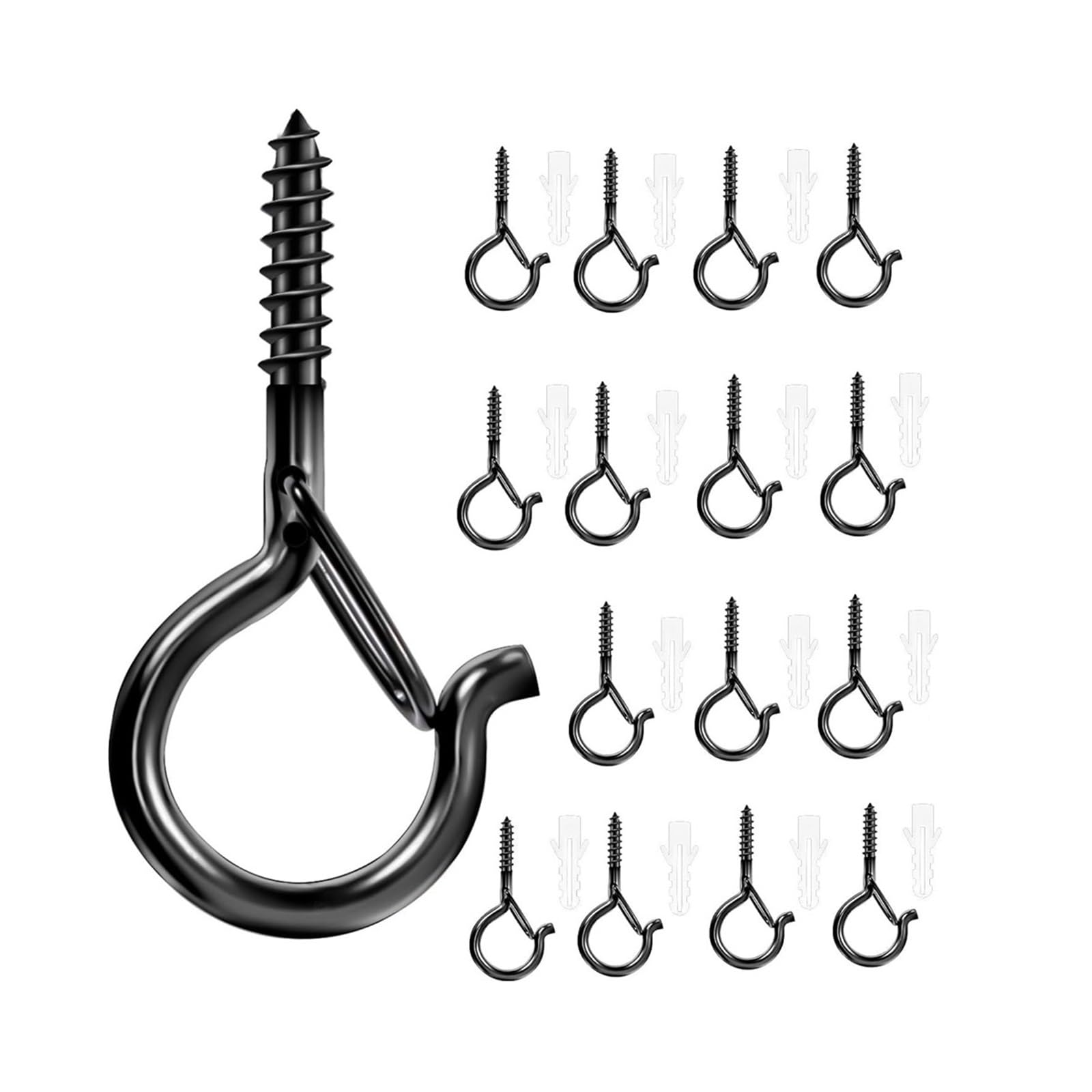Zzhytang Black Metal S Hooks With Safety Lock - 2.15In Screw-In Windproof Hooks For Hanging Planters, String Lights, Home & Garden(,25Pcs)