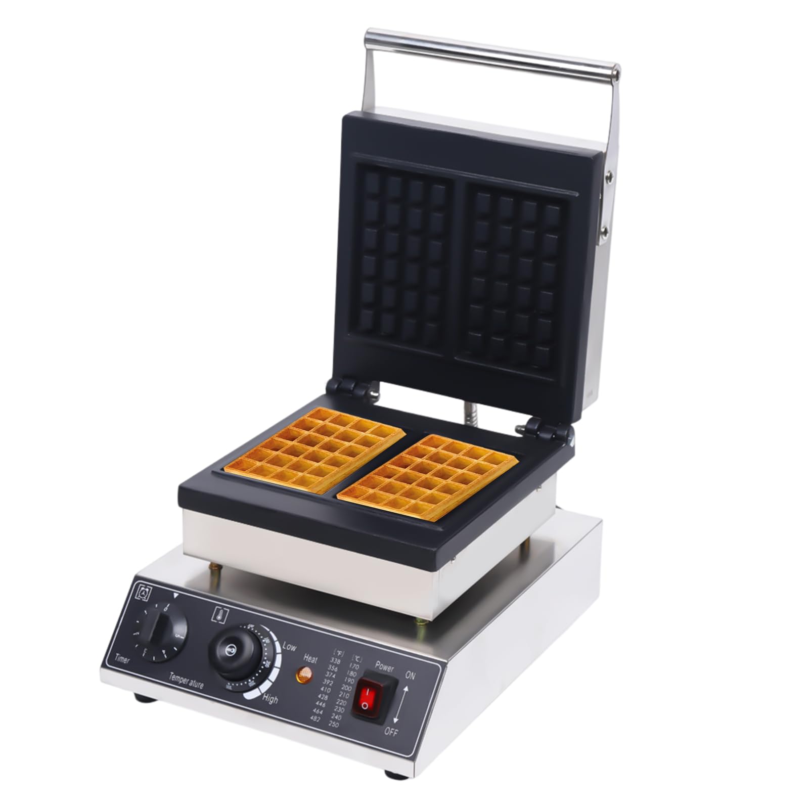 Gofrera profesional, 1500 W, con revestimiento antiadherente y temporizador, forma giratoria 180°, 50 ~ 300 ℃ para fiestas infantiles, fiestas familiares