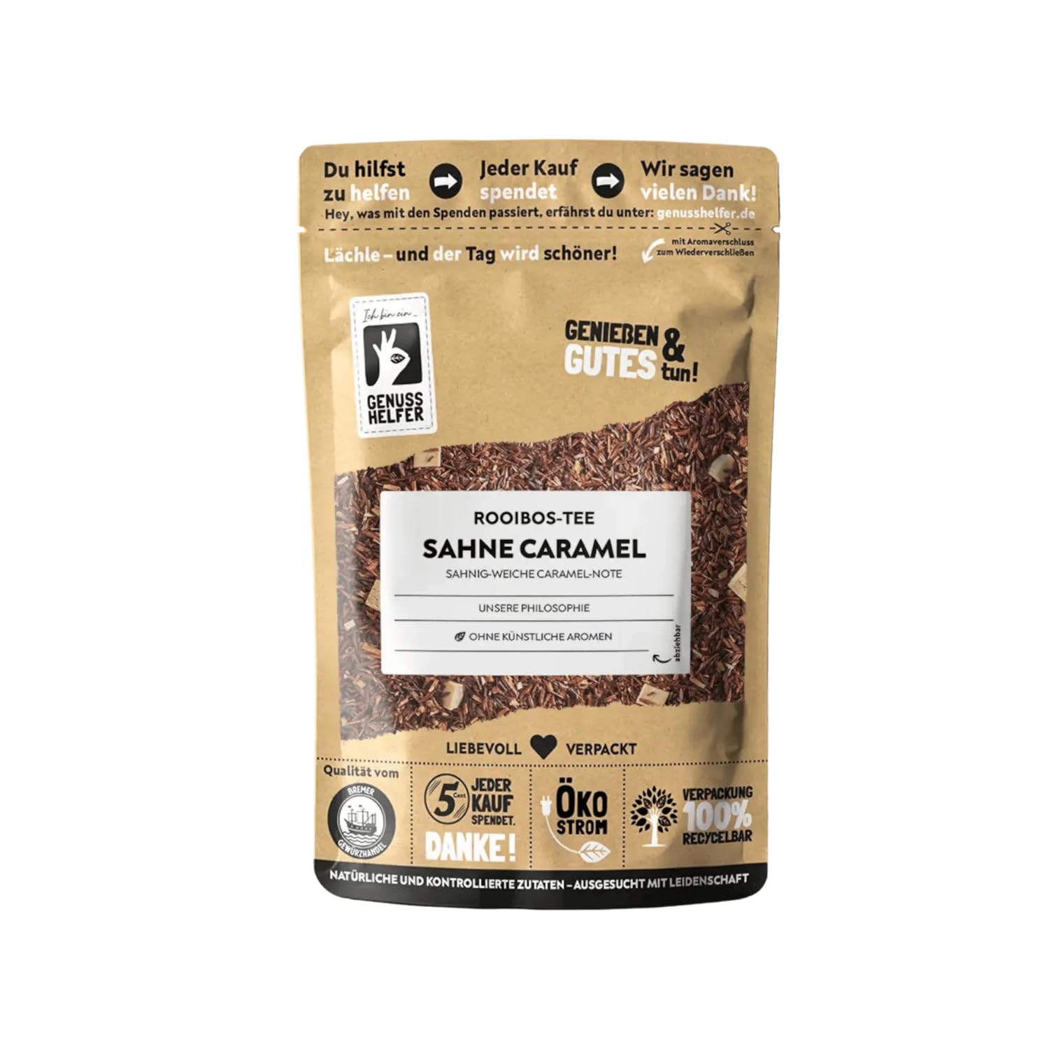 Bremer Gewürzhandel Rooibos-Tee Sahne Karamell, lose, harmonischer Geschmack, lecker sahnig und karamellig, für genussvolle Momente, 10 x 100g
