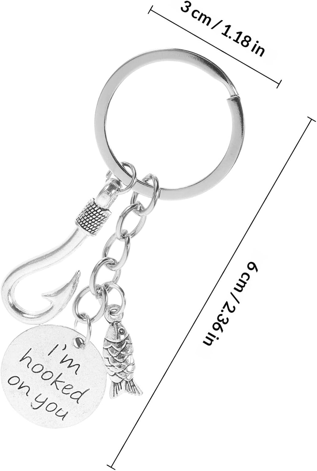 Father's Day Fishing Keychain 2pcs Set with Fish Hook Pendant, Creative Bag Hanging Keyring for Dad, Delicate Keyring Accessory for Outdoors and Everyday Use image 2