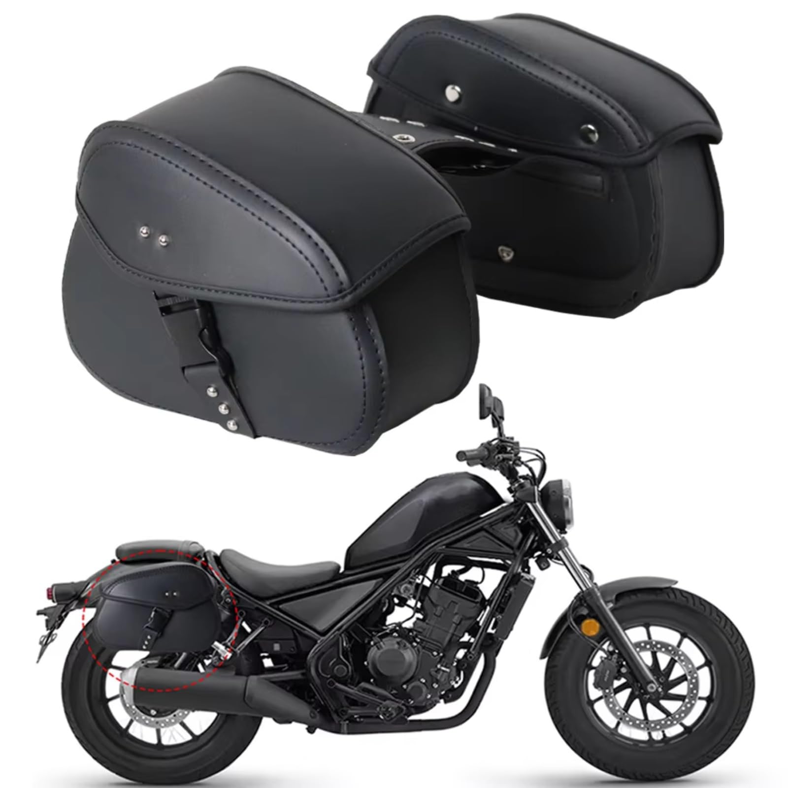 Compatibile Con 1 Set Borse Laterali Per Moto In PU Borse Porta Attrezzi Borse Portaoggetti Nere Parti Accessori Ricambio Sacche Moto
