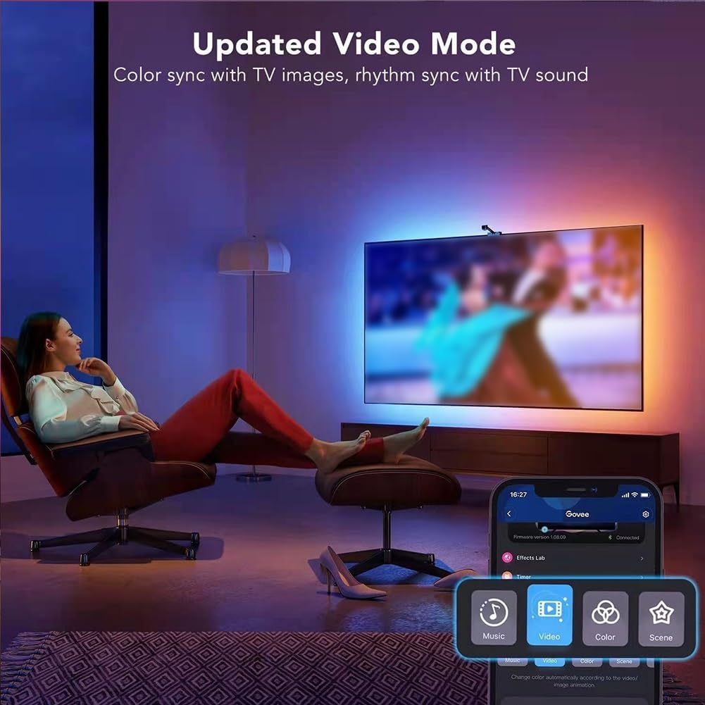 DONGXIAO Luce A Led for La Tv,Striscia Luminosa A Led for Tv 0-115in,Retroilluminazione Tv Con Telecomando E App Controllo Striscia RGB,Striscia Luminosa RGB for Home Theater(8m)