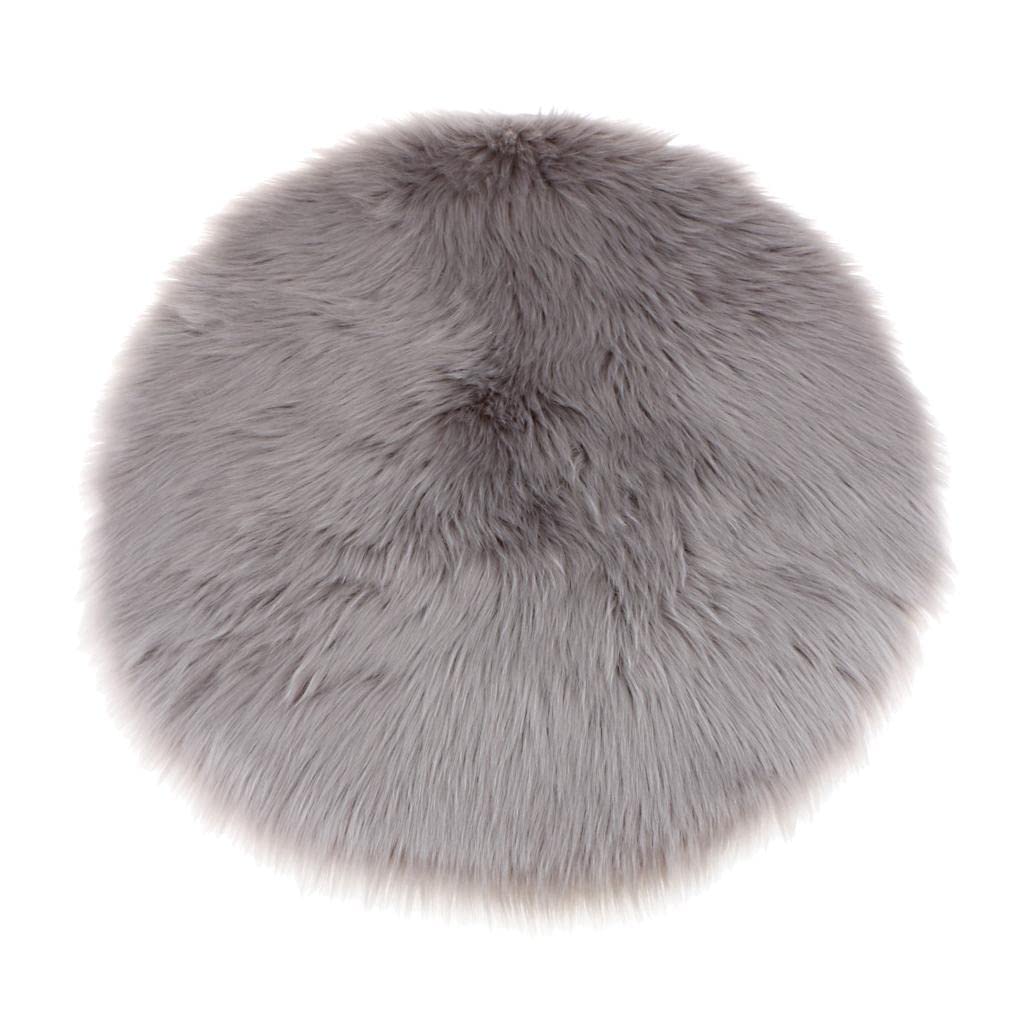Enakshi Fluffy Faux Fur Seat Cushion Pad Artificial Sheepskin Mat Gray 40Cm Home & Garden|Rugs & Carpets|Leather Fur & Sheepskin Rugs