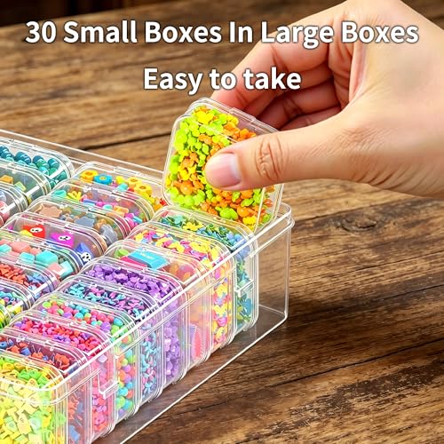 Image of 30pcs Mini Clear Plastic Bead Organizer Box, Small Jewelry Organizer, Suitable for Jewelry, Craft Supplies, Screws, Seeds, Bead Organizers and Storage