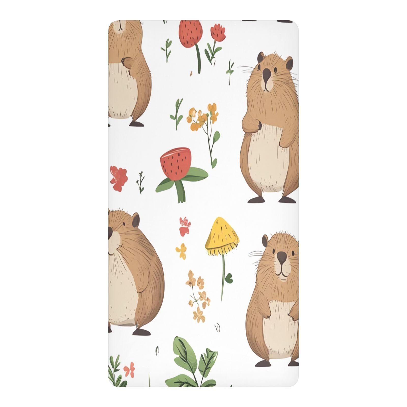 JiangGgen Cute Capybara Baby Crib Sheet Soft Breathable for Standard Crib-M