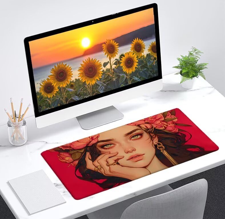Desk mat motif fleur grand format pour embellir votre bureau à la maison