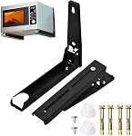 1 Pair Adjustable Microwave Brackets, Foldable Stretch Microwave Oven Wall Mount Bracket from 9 to 15.7 Inch, Universal Stainless Steel Microwave Oven Rack for Most Microwaves