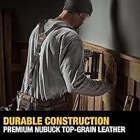 Vista 3 de DEWALT Tirantes de cuero para cinturón de herramientas, diseño trasero en Y ajustable, construcción resistente (DWST550116)