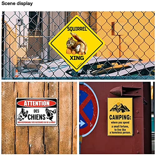Image of SQUIRREL Xing Crossing Sign Funny Novelty Metal Tin Sign for Bar Club Country Home Coffee Shop Indoor& Outdoor Decor Yellow Street Sign 12X12inch