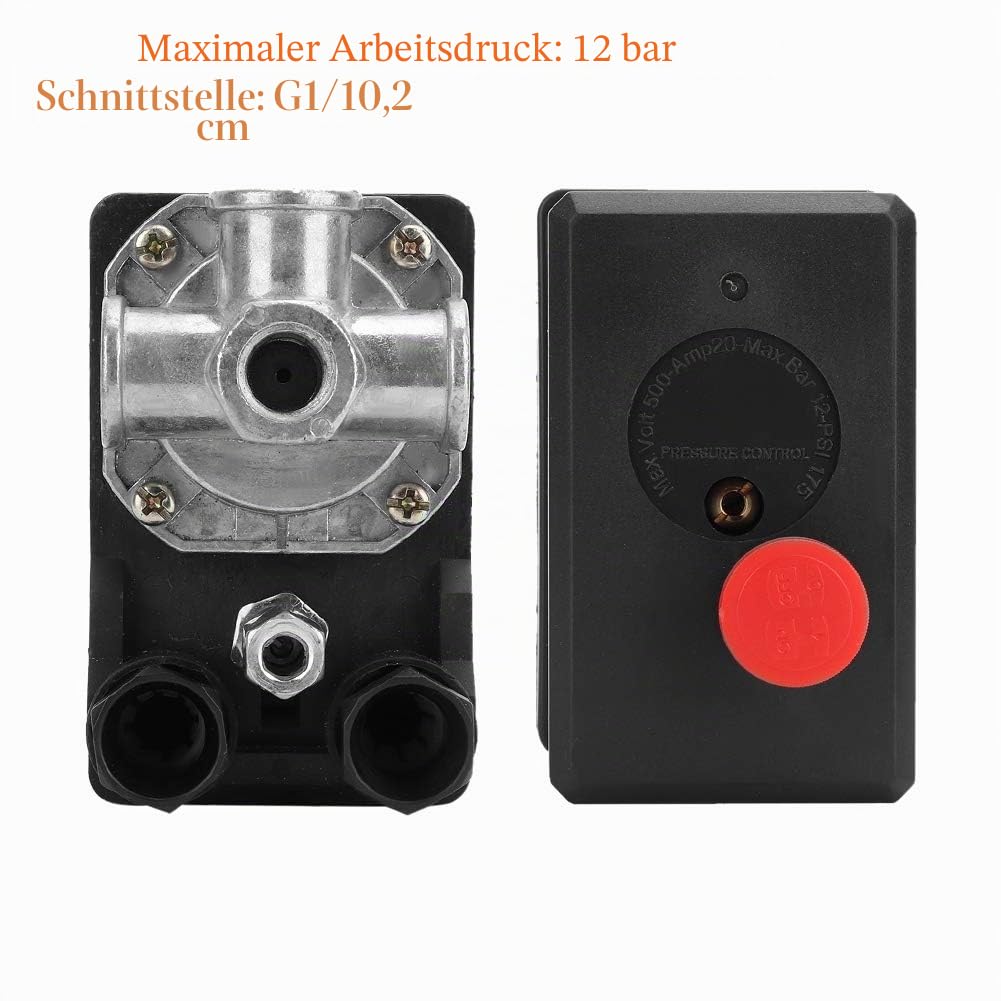 Druckschalter für Kompressor, Luft, 380 V, 3 Phasen, Ventil G1/4 Zoll, 4 vertikale Löcher, Zubehör für Luftkompressor