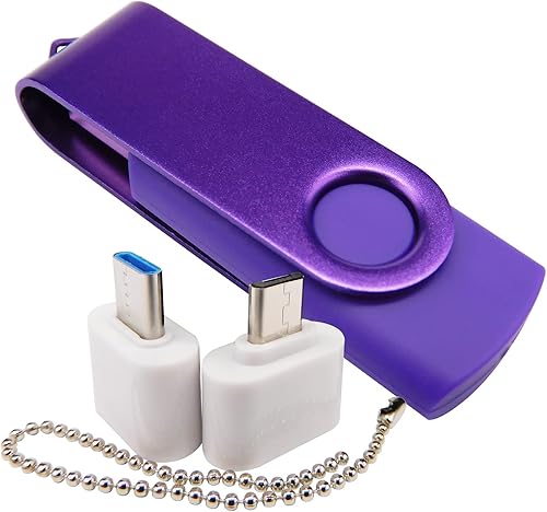 Mini unidad flash USB de capacidad con 1 OTG (Micro USB) y 1 adaptador tipo C (USB-C) para teléfono móvil (púrpura 4 GB)