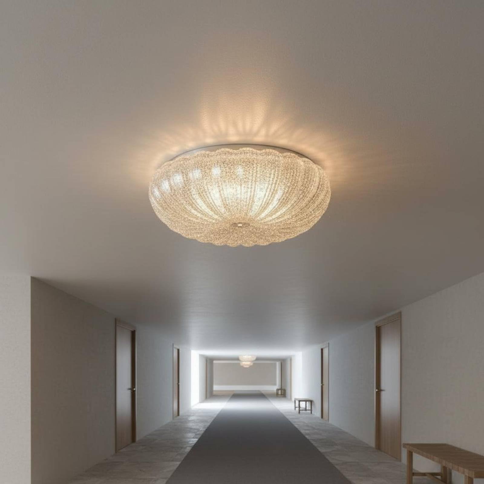 Pantalla para Techo Pantalla de Lámpara Difusor de Luz Cubierta de Lámpara Tulipa Redonda de Vidrio con, Diámetro 40cm, Altura 9cm, Agujero Central 1.2cm