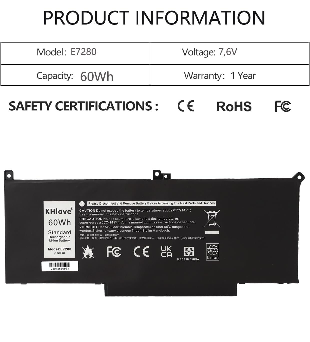 60Wh F3YGT Laptop Batteria per Dell Latitude 12 7000 7280 7290 13 7380 7390 P29S002 14 7480 7490 P73G002 E7480 E7280 E7290 Business Notebook DM3WC DM6WC 2X39G KG7VF 451-BBYE 453-BBCF