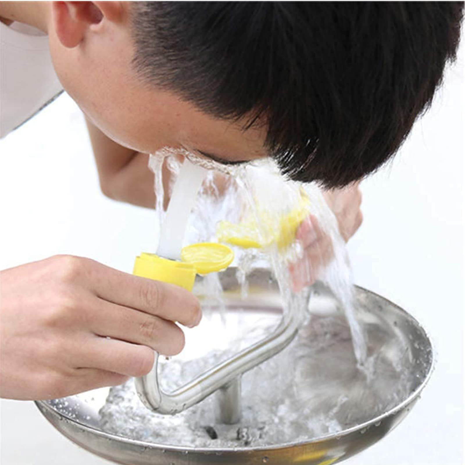 Generisch Augendusche zur Wandmontage, Notfall-Augen- und Gesichtsdusche mit Wasseranschluss, Edelstahl 304 mit ABS-Beschichtung, gelbes Augenduschen-Set