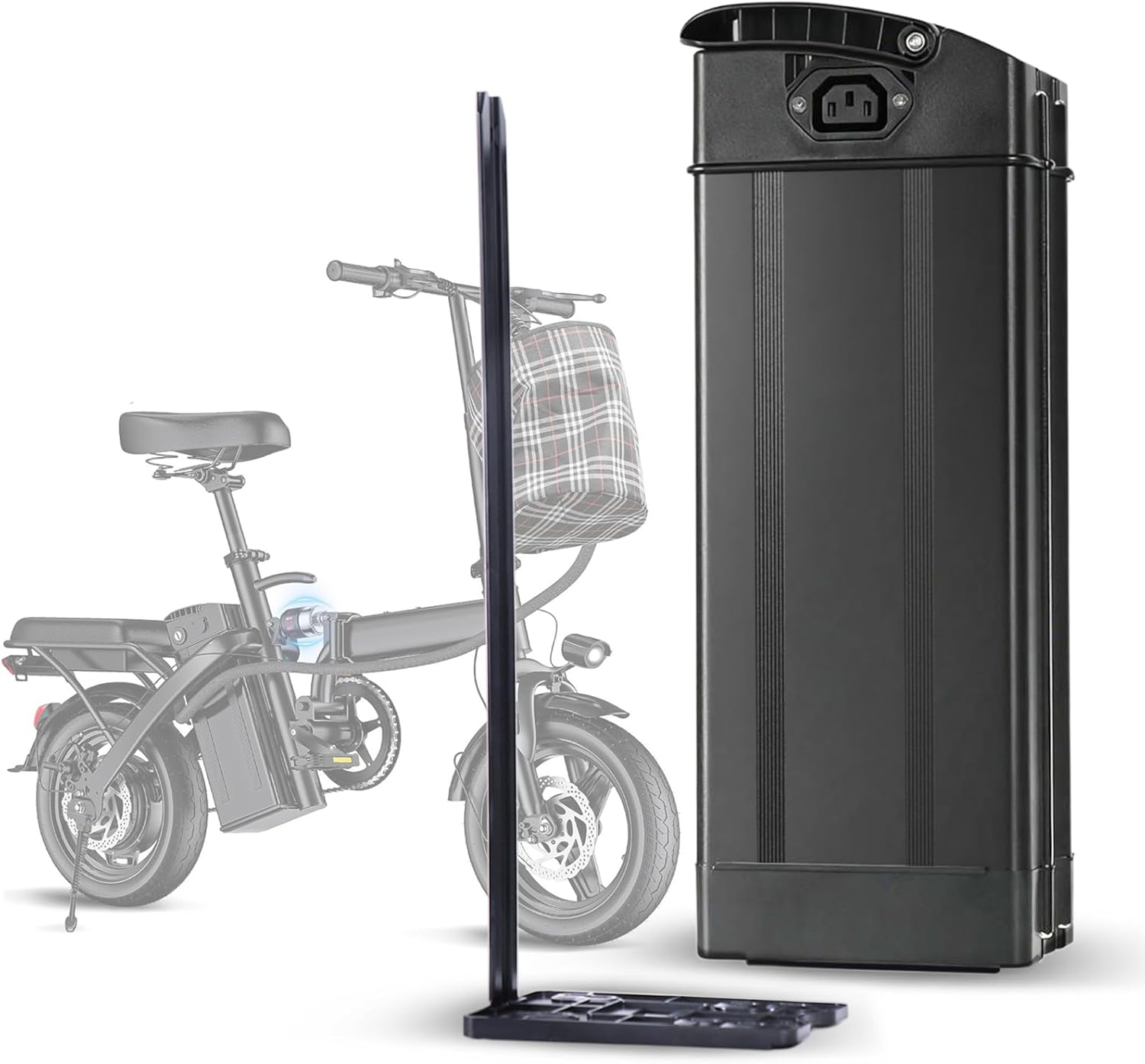 48V 10Ah Ebike Battery, Folding E-Bike Lithium Replacement Batteries with 30A BMS for 100W-1000W Motor, Size 14.37 x 5.12 x 3.43 Inches (48V 10AH)