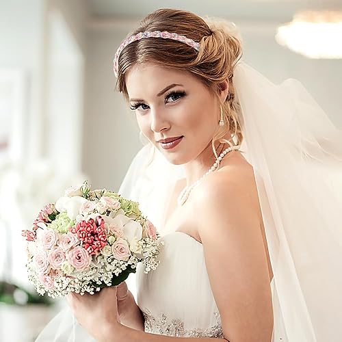 Miniatura 6 de 3 diademas con cuentas para mujer, diademas para el cabello para niñas, accesorios para el cabello para mujeres y niñas, diademas de moda, rosa