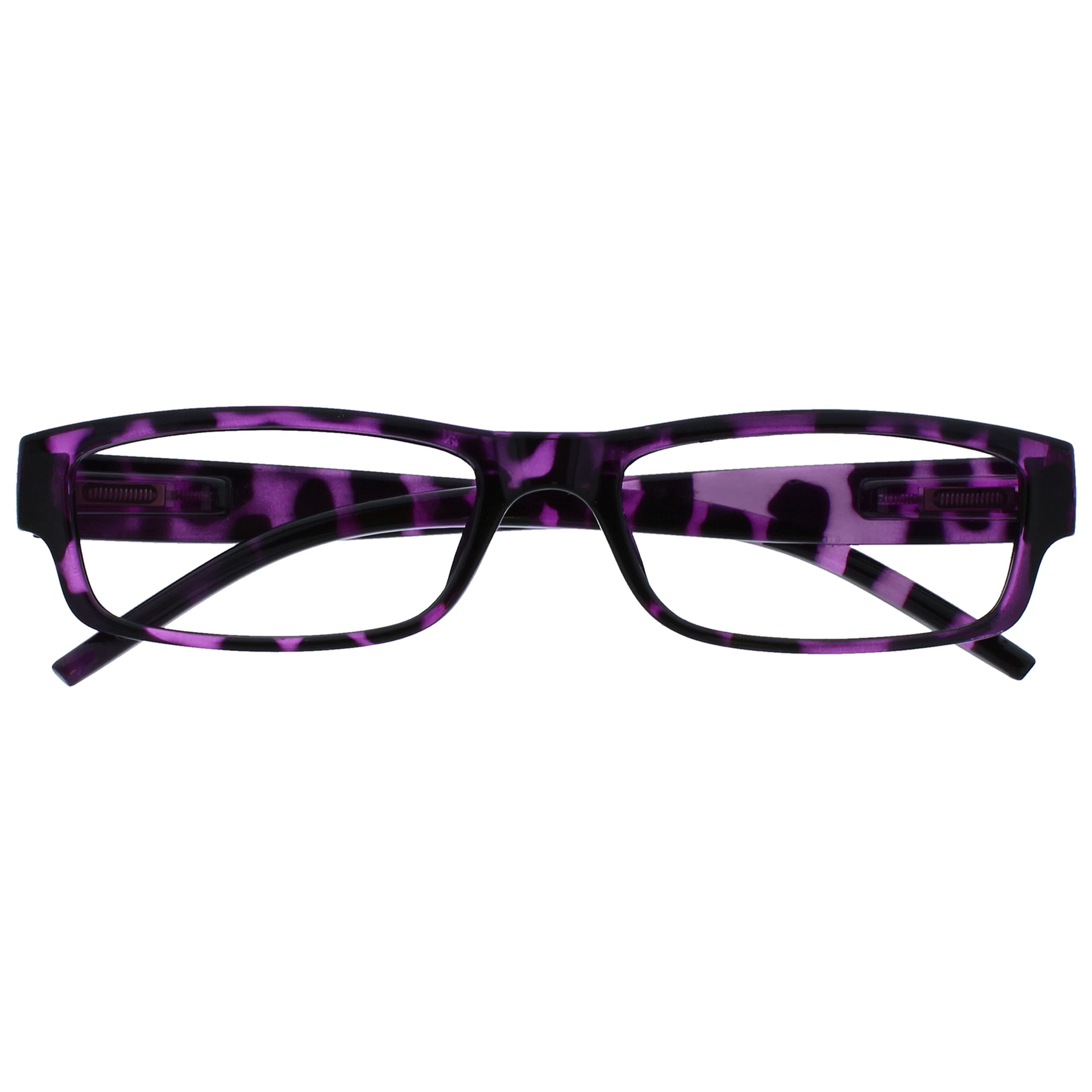 OPULIZE ACE Reading Glasses for Women Men, Lightweight Comfortable Narrow Rectangular Frame with Spring Hinges, Scratch Resistant, Purple +2.5 (Pack of 1)