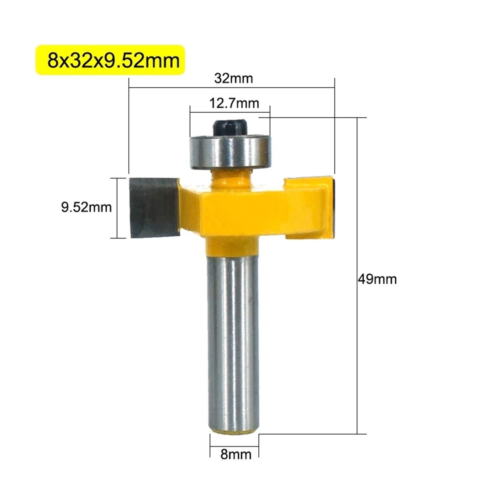 Punte del Router 5Pcs 8 Millimetri Shank Cave a T Fresa con Cuscinetto Legno scanalare Fresa T-Tipo Potente Strumento di carpenteria in Legno