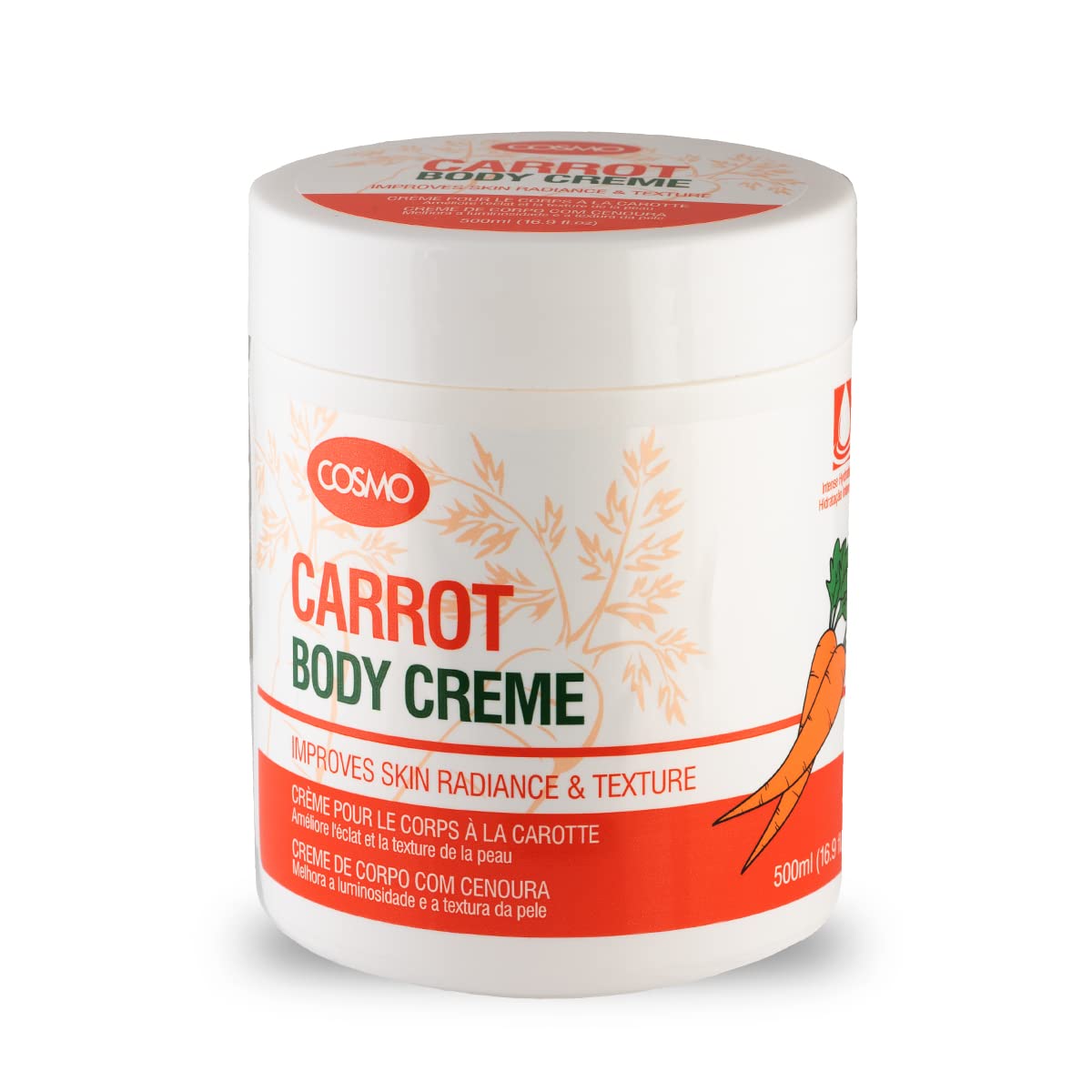 CD COSMO DESIGNS Skin Care Carrot Body Creme For Unisex 500ML, Improves Skin Radiance & Texture, Bath and Body Cream