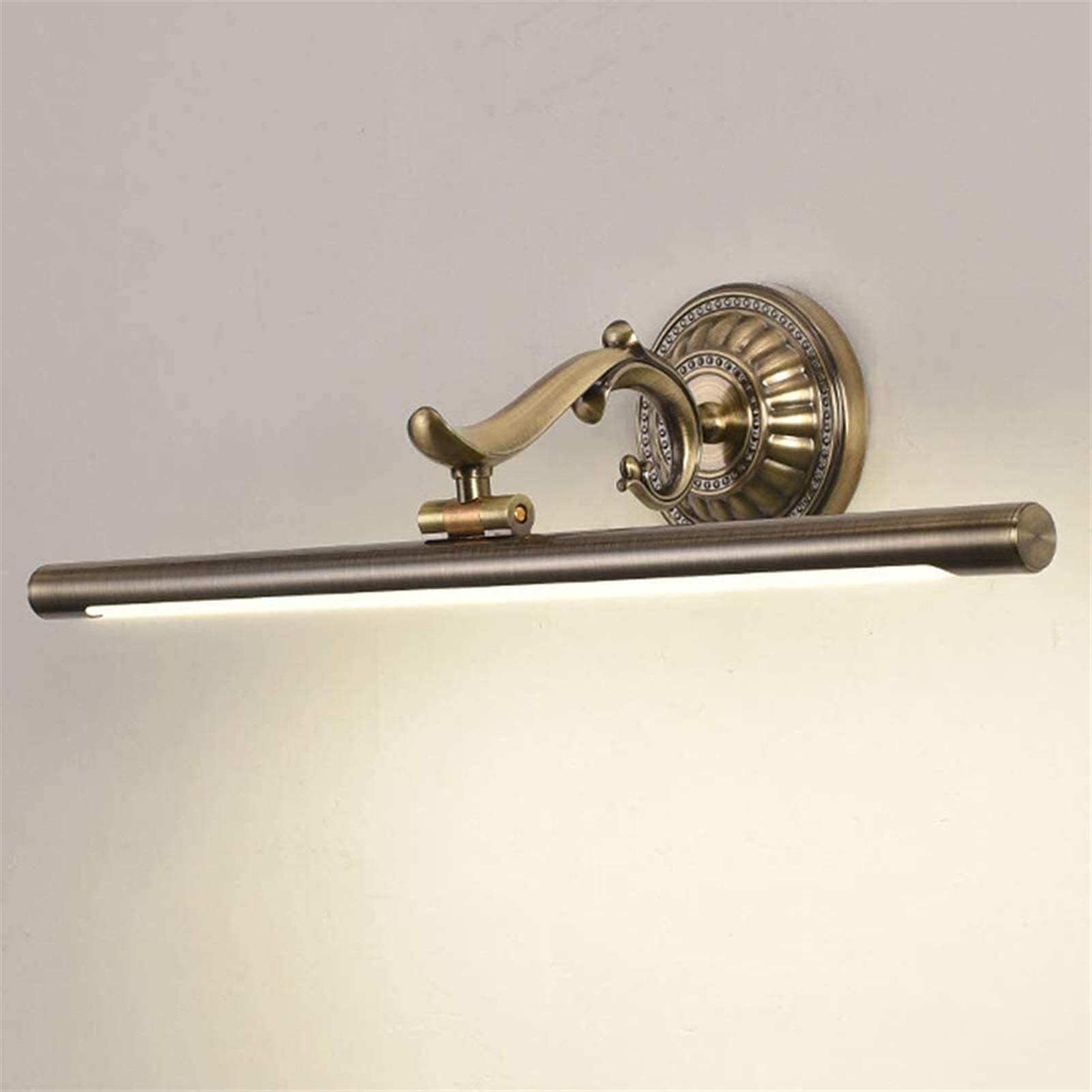Salle de bain sombre : applique murale LED et éclairage avant de miroir à angle réglable
