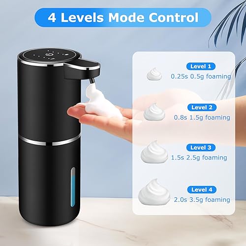 Miniatura 4 de Paquete de 2 dispensadores automáticos de jabón, dispensador de jabón espumoso automático sin contacto USB de 12.8 onzas, dispensador de jabón