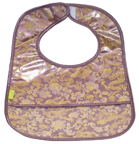 I frogee brocade baby bibs in purple dragon print