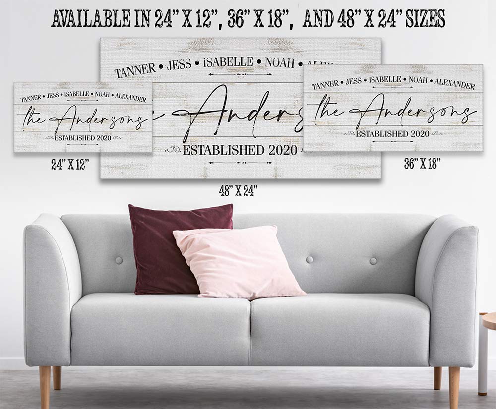 Personalized - Family Name - Great Entryway and Living Room Wall Decor, Name Sign Home Display, Custom Housewarming and Couples Gift, Rustic Wood Style Look 18x36 Unframed Poster Paper