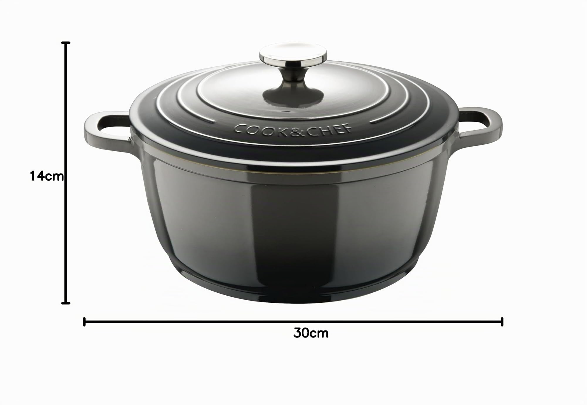 BERGNER Excalibur Grey – Cacerola Con Tapa de 28 cm – Fabricada Aluminio Fundido - Interior Recubrimiento Color Crema - Exterior Color Gris - Apto Inducción - Pomo Acero Inoxidable