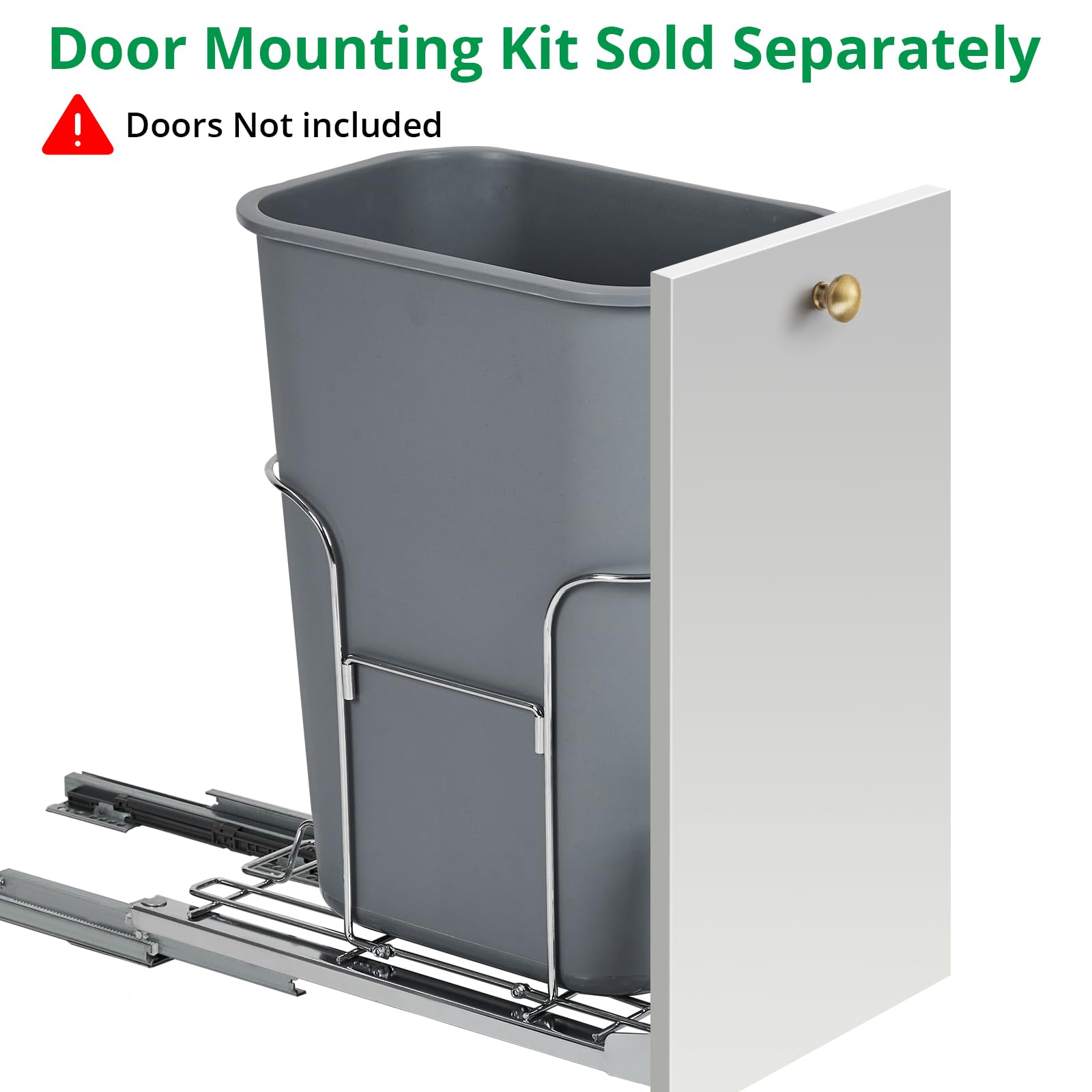 Garvee Poubelle Coulissante Sous Evier Inox Sous Meuble Glissières Amorties | Poubelle 28,4L Inox à Glissières Complètes Fermeture Douce, Gain de Place Sous Evier, Compatible Armoire 25,6×46×51cm