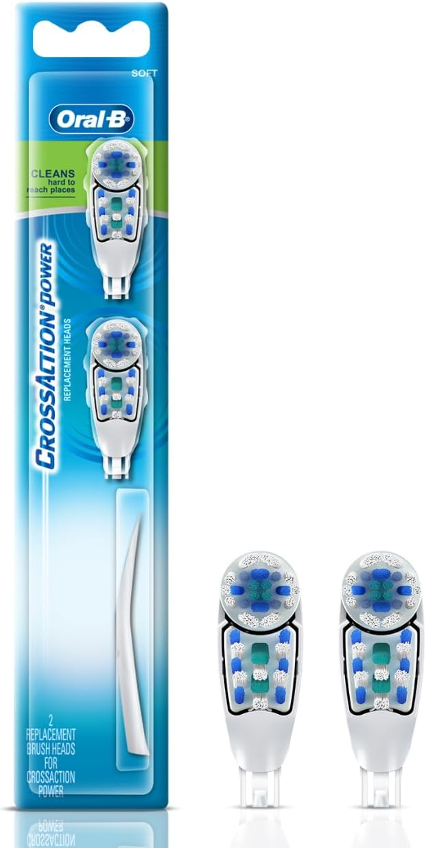 Oral B ORIGINAL Cross Action Battery Toothbrush Replacement Brush Heads [10X POWERFUL THAN COMPATIBLE PRODUCTS], Soft Bristles, 2 Refills