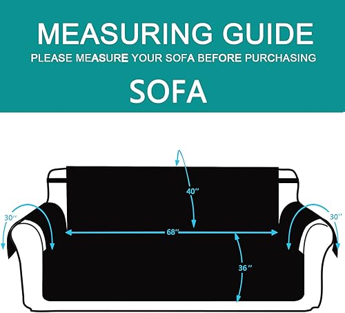 Miniatura 6 de U-NICE HOME Funda para sofá de 3 plazas, reversible, con correas elásticas, resistente al agua, para proteger muebles contra mascotas o perros