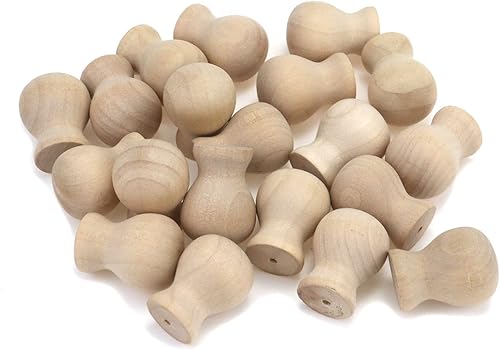 Miniatura 1 de Mini pomos de madera sin terminar para gabinete, herrajes para muebles de 0.94 x 1.3 pulgadas, pomos decorativos para tiradores de cajón y aparador,
