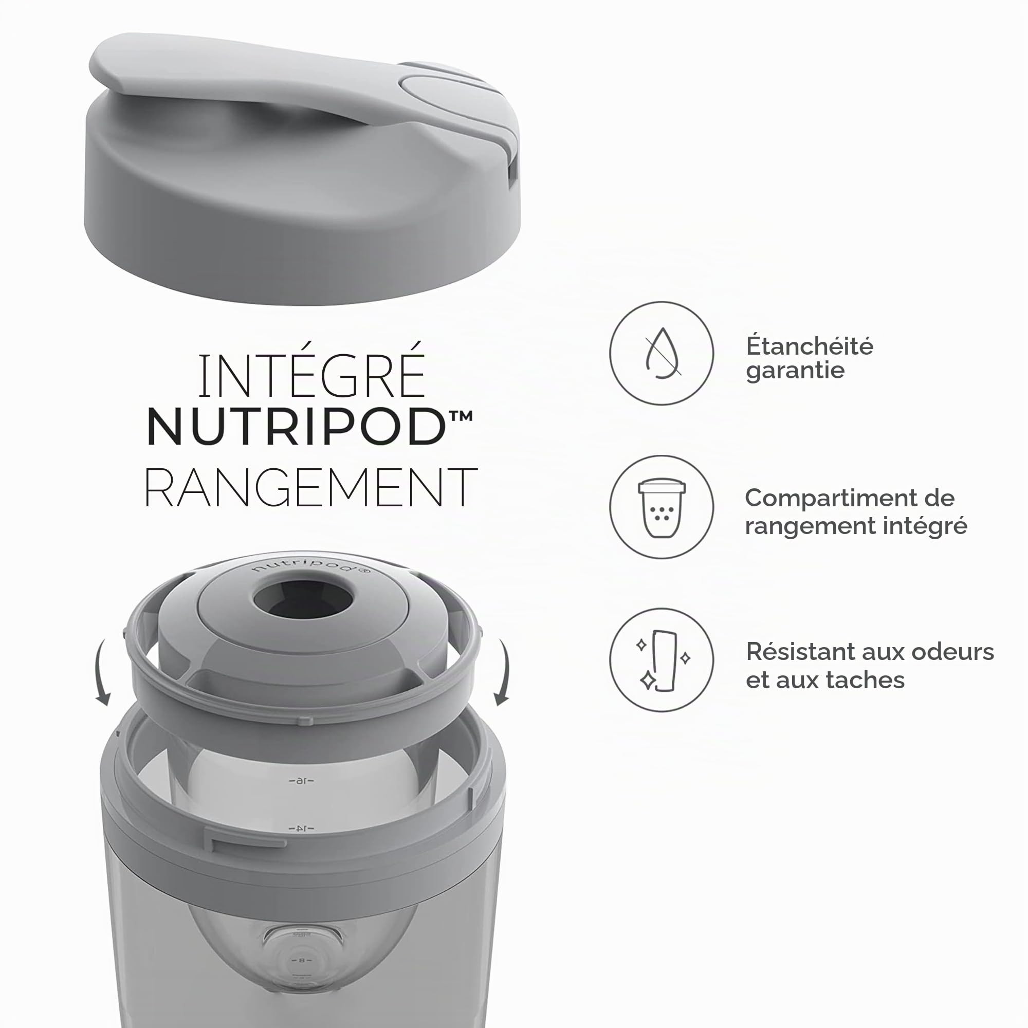 Promixx Pro Shaker Électrique – 600ml – Mélangeur Vortex Protéiné Rechargeable USB-C avec Technologie X-Blade & Stockage Suppléments – Shaker Sans BPA Facile à Laver Fitness & Voyage – Gris Graphite