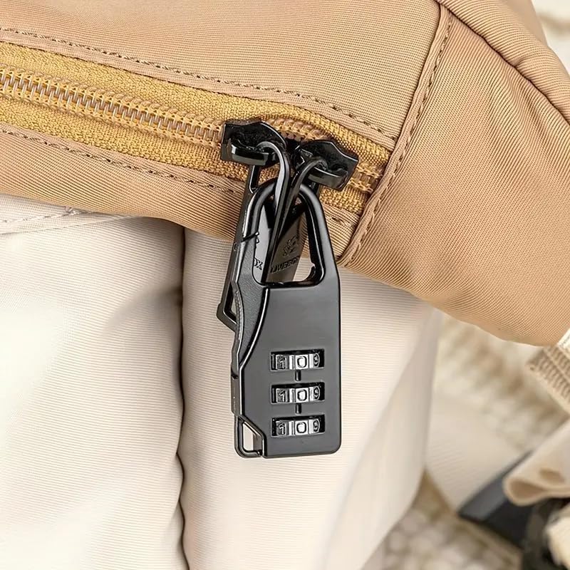 1PC Mini Combination Padlocks, Keyless No-Battery Travel Locks for Backpack, Pencil Case, Gym Locker, Black