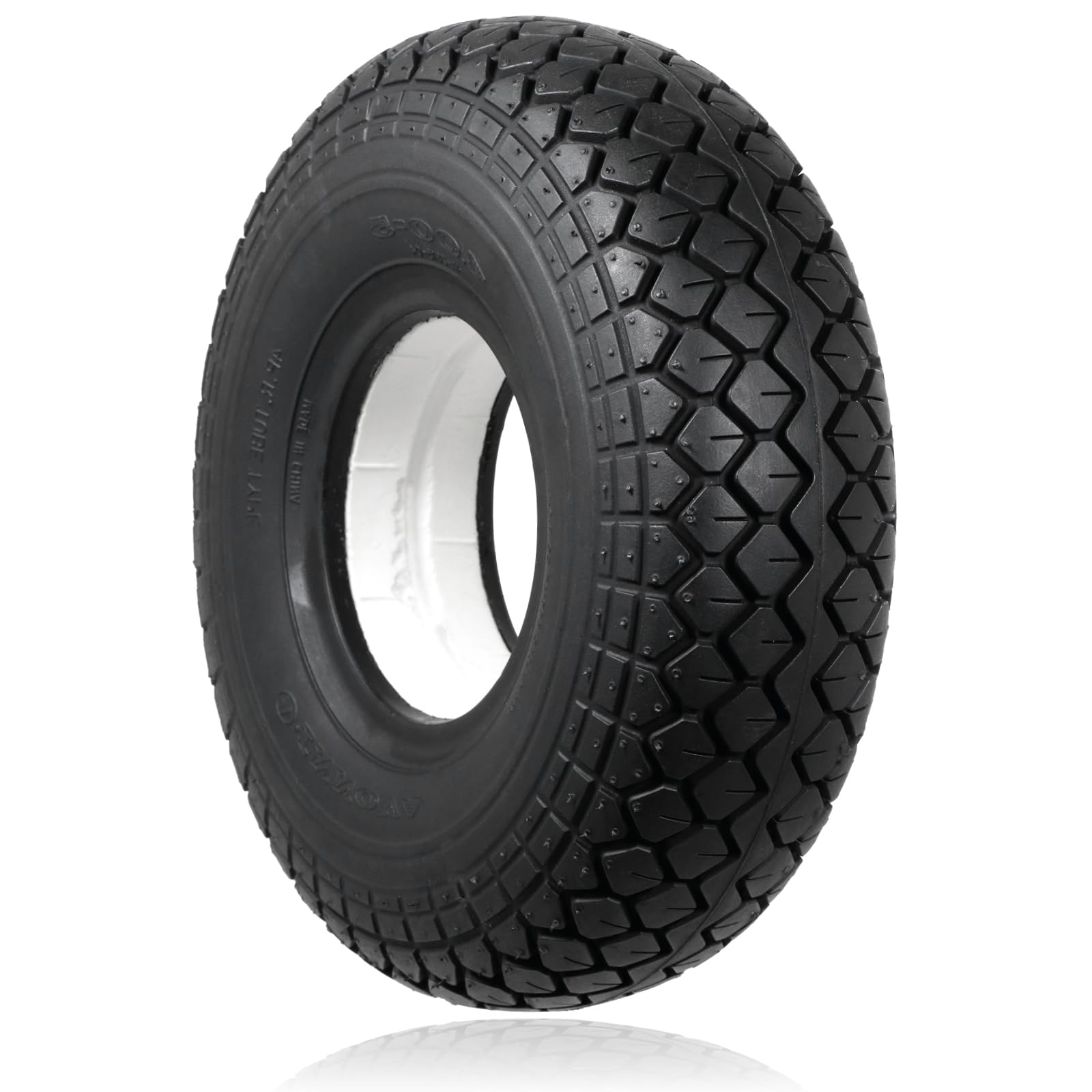 SPARES2GO Mobility Scooter Opona 4.00x5 Block Tread 4.00-5 400x5 400-5 330x100 Solid PU Filled (bez przebić, czarna)