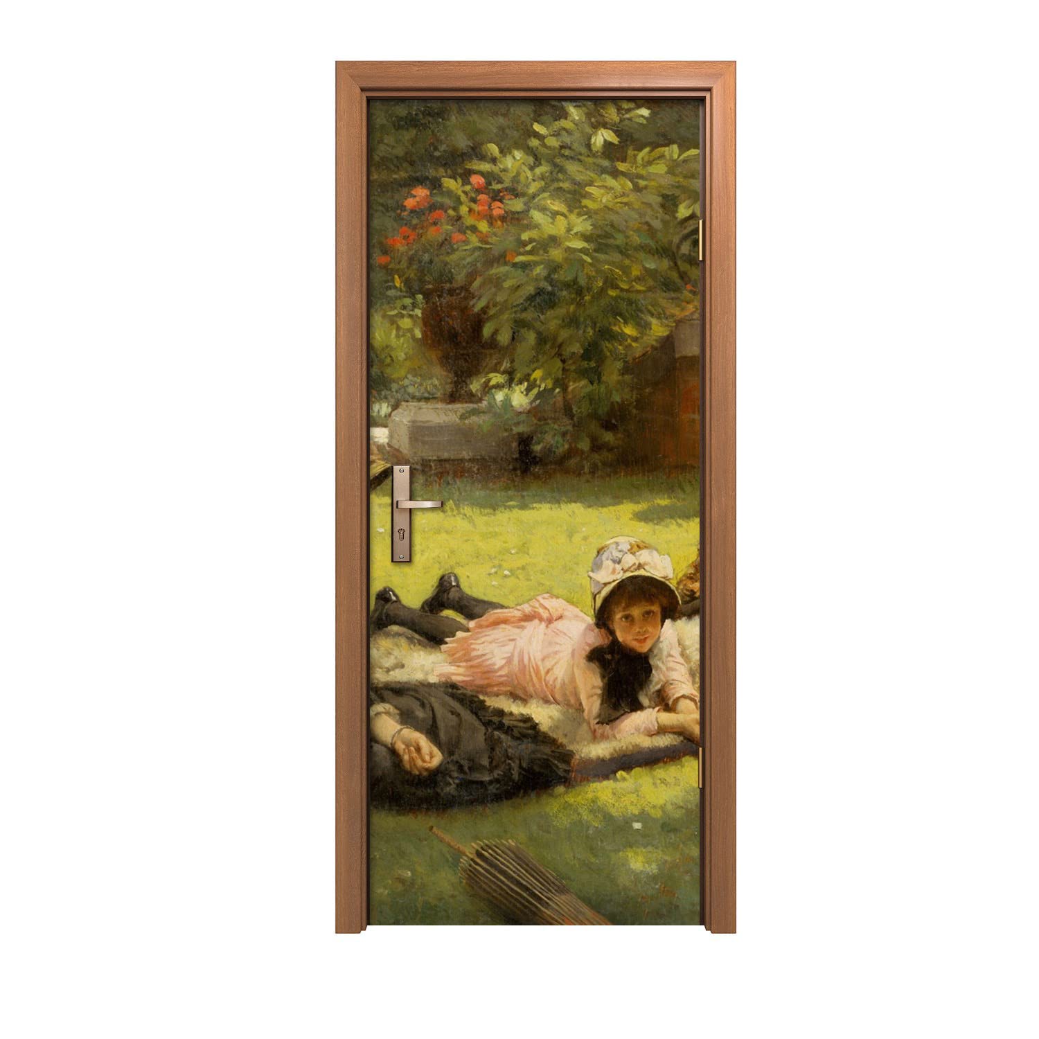 Autocollant de porte 90x200cm pour décorer la chambre enfant motif parc floral