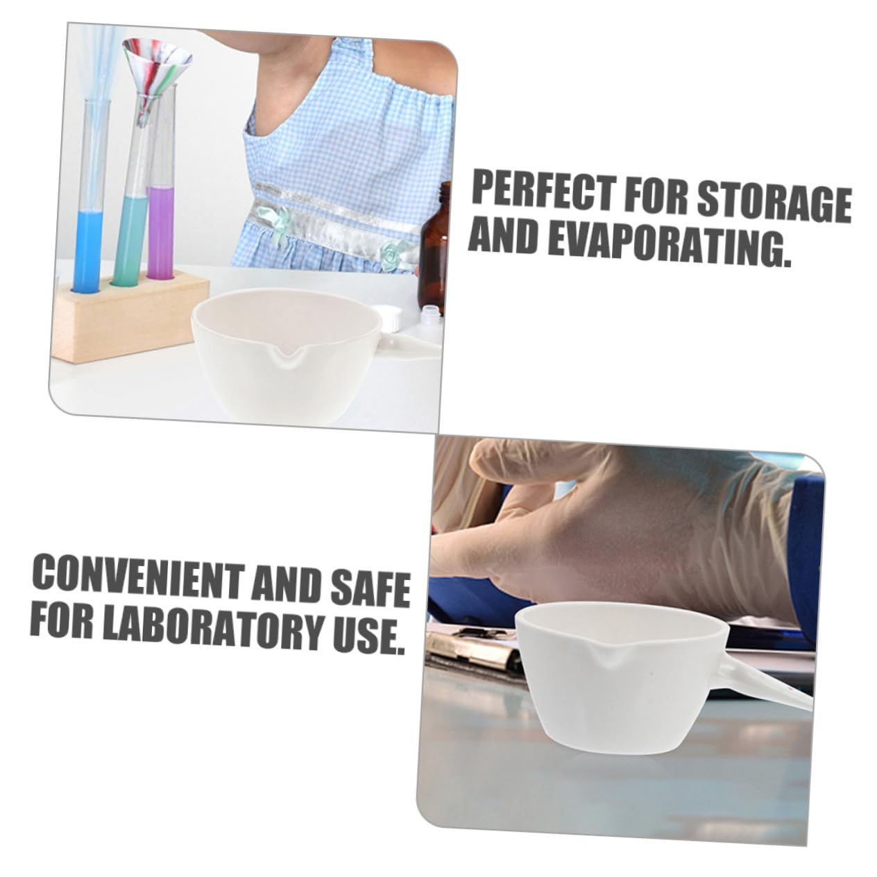 Round Evaporating Basin with Handle Porcelain Laboratory Evaporation Dish Acid Alkali Resistant Surface Evaporating Container for School and Home Use
