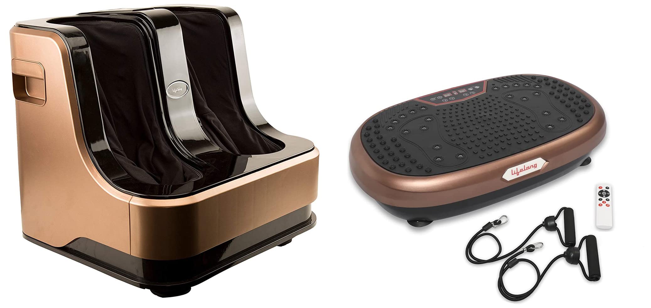 Lifelong LLM99 Foot, Calf and Leg Massager, (With Heat and Vibration), 80W, 4 Motors, Dark Brown & LLM234 Crazyfit Vibration Plate Massager Machine for Full Body Workout|Home and Gym-picture-21