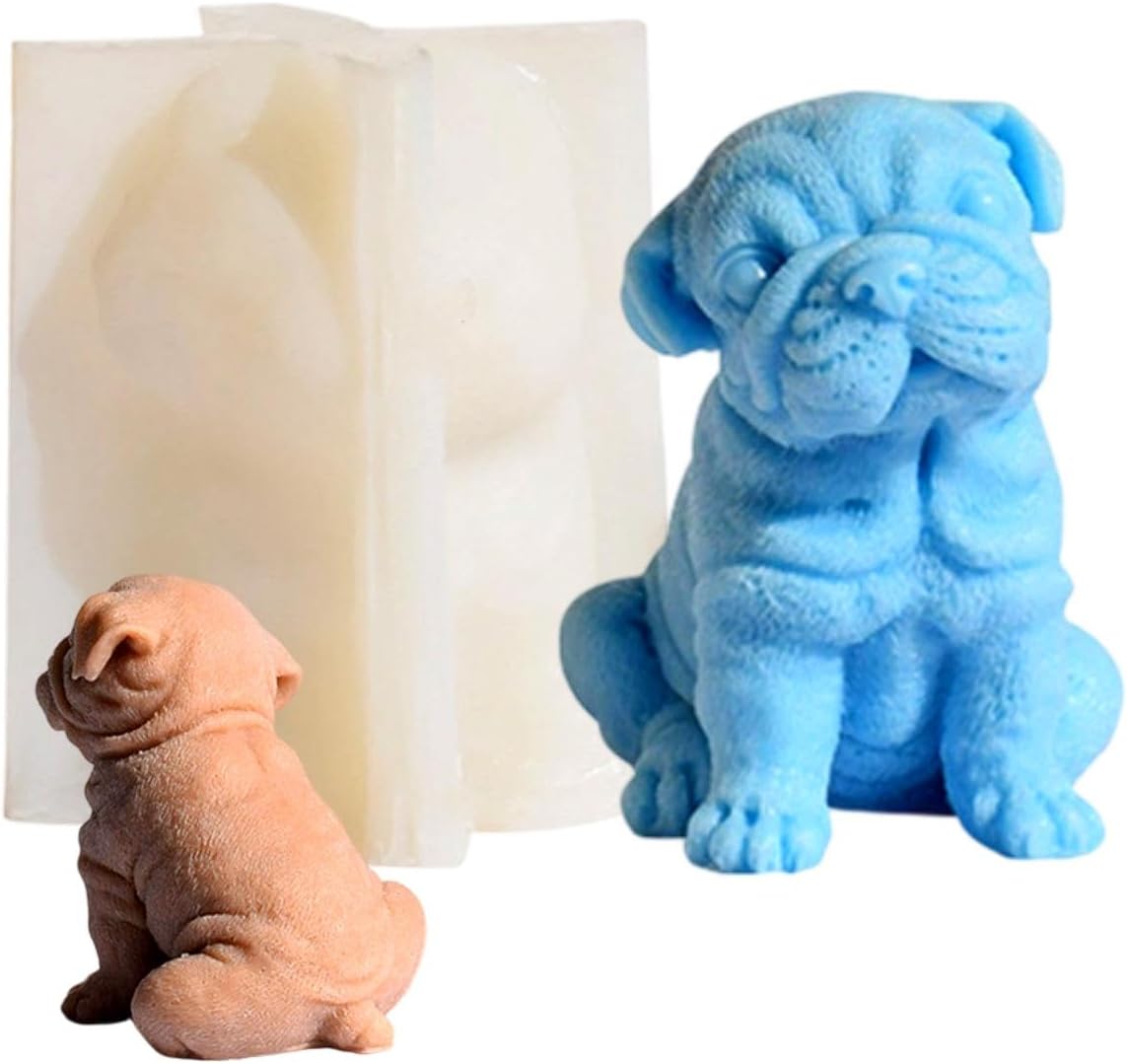 3D Yorkshire Puppy Silicone Resin Molds Soap DIY Animal Candle Craft Mold | Flexible non-stick silicone, clean demold. Heat safe reusable, craft lifelike puppy figurines for pet lover handmade gift